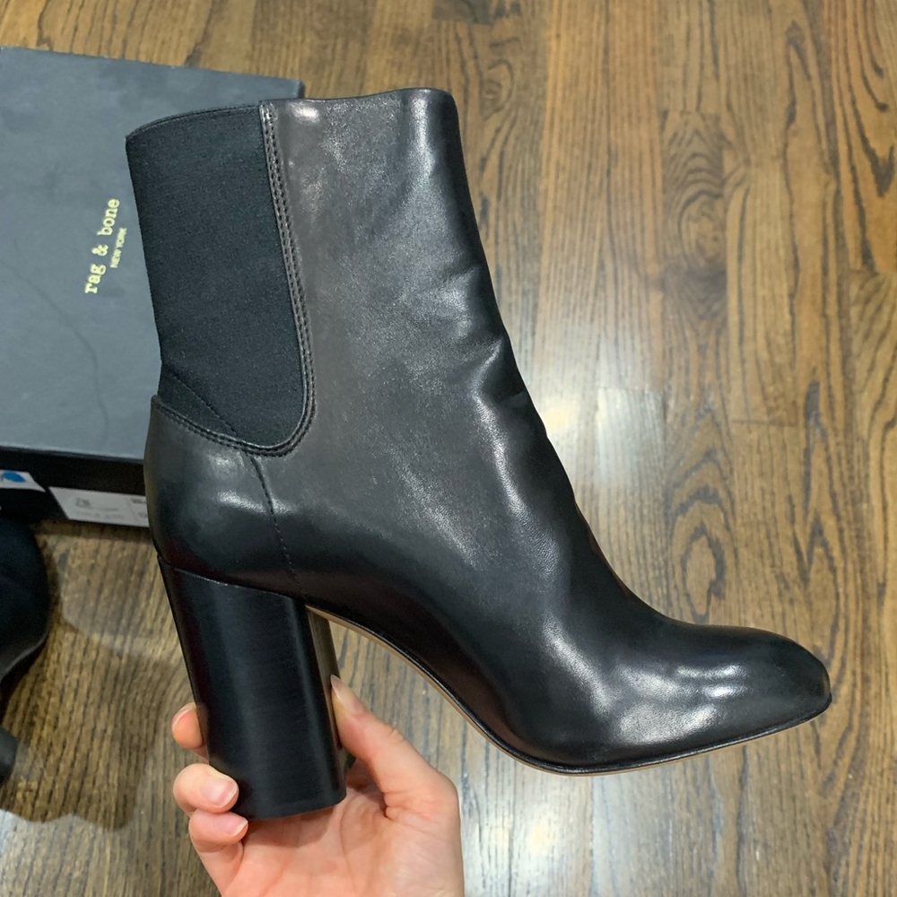New Rag & Bone Black Agnes Leather Boots Women’s Size 35 - Picture 11 of 16